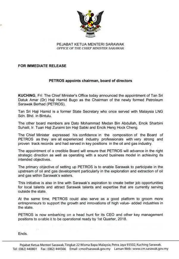 Kenali 5 Ahli Lembaga Pengarah Petroleum Sarawak Berhad Kenali 5 Ahli Lembaga Pengarah Petroleum Sarawak Berhad