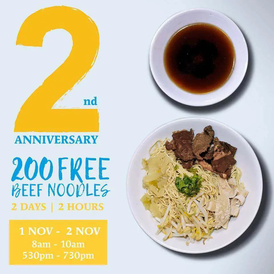 Nuromen Cafe Kuching Raikan Ulang Tahun Ke 2, Sediakan 200 Mangkuk Beef Noodles Secara Percuma