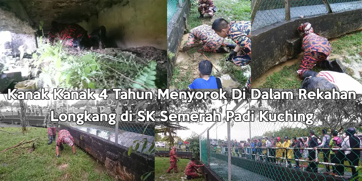 Kanak Kanak Berusia 4 Tahun Bersembunyi Di Dalam Rekahan Longkang Di SK Semerah Padi