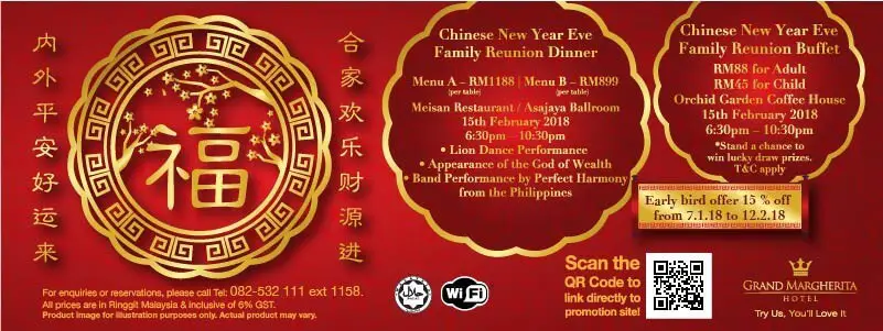 3 Tempat Buffet Malam Tahun Baru Cina Serendah RM88 Sekitar Kuching