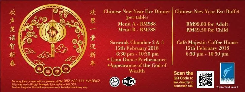 3 Tempat Buffet Malam Tahun Baru Cina Serendah RM88 Sekitar Kuching