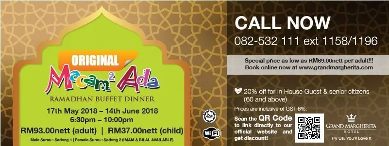 Senarai Harga Buffet Ramadhan 2018 Di Hotel Hotel Di Sekitar Kuching