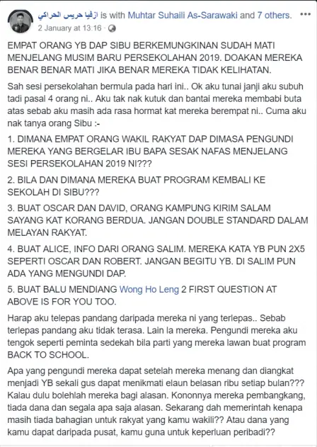 Ahli PAS Direman, Doakan Ahli Parlimen Mati